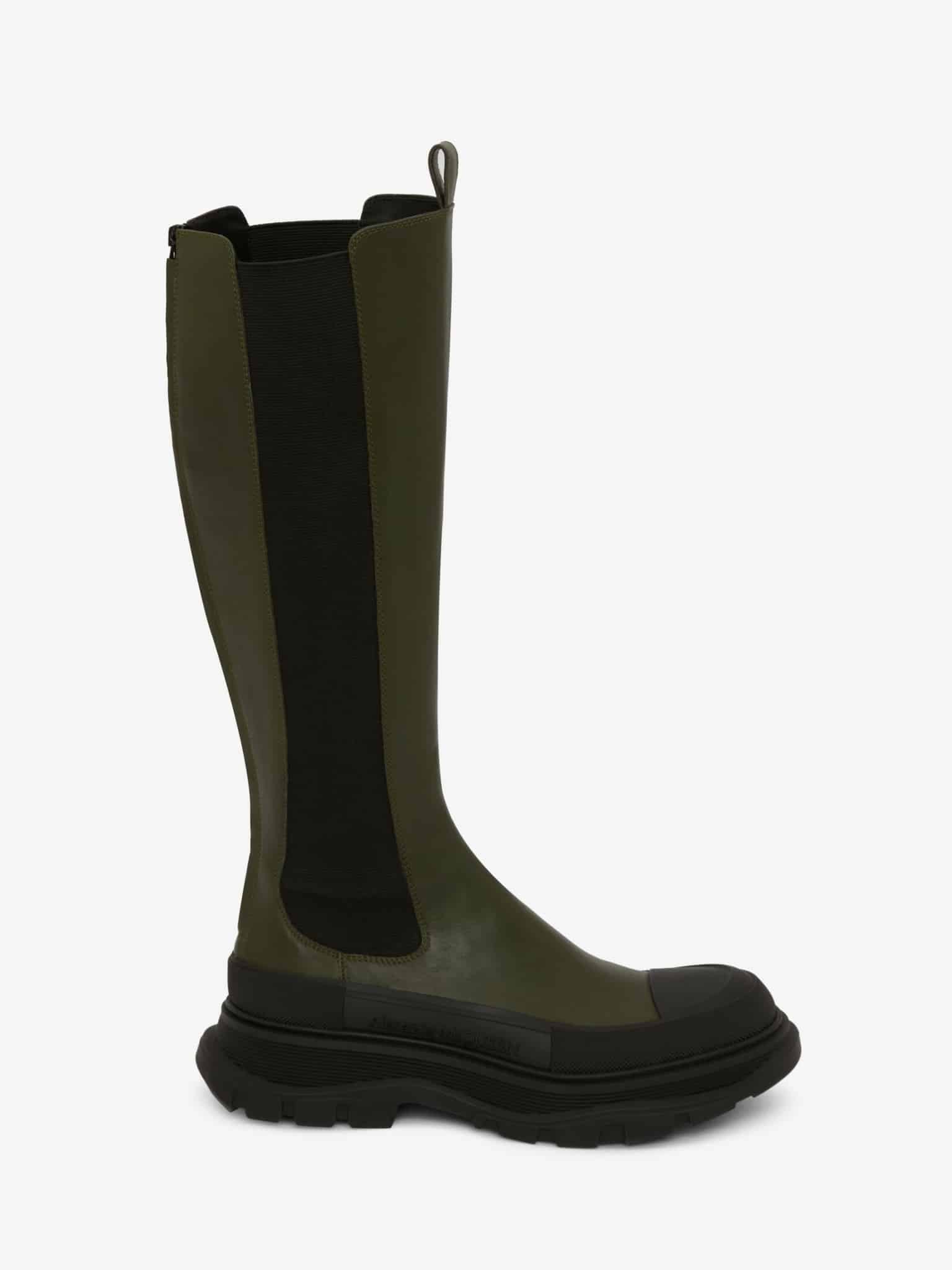 stivali al ginocchio di colere verde e nero