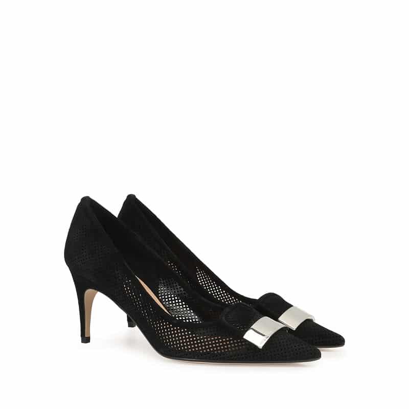 Décolleté scarpe Sergio Rossi primavera estate 2022 colore nero e traforate