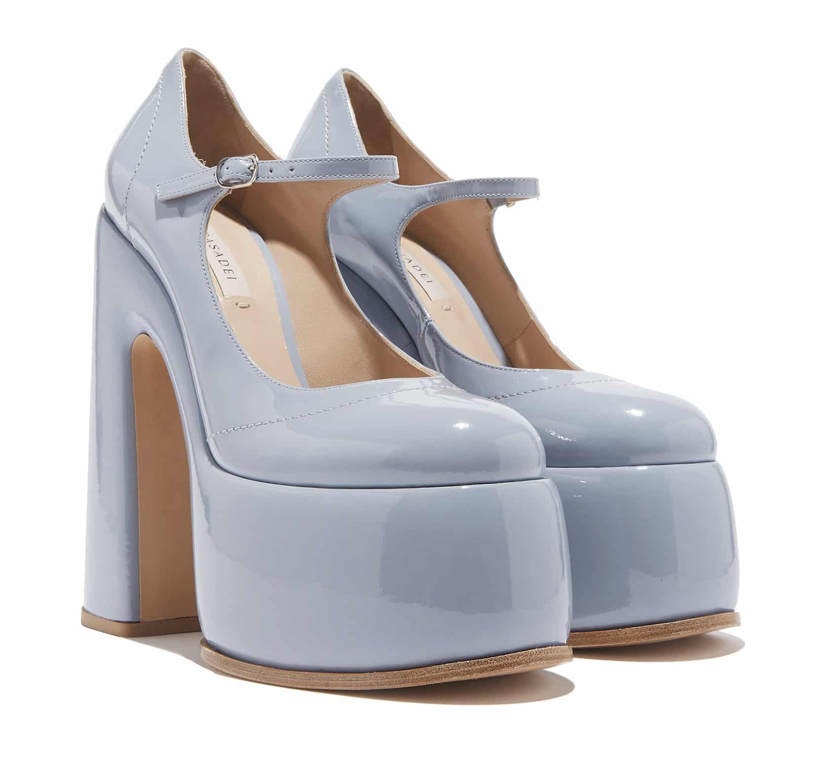 scarpe plateau con tacco alto 16 centimetri in pelle verniciata primaverili estive