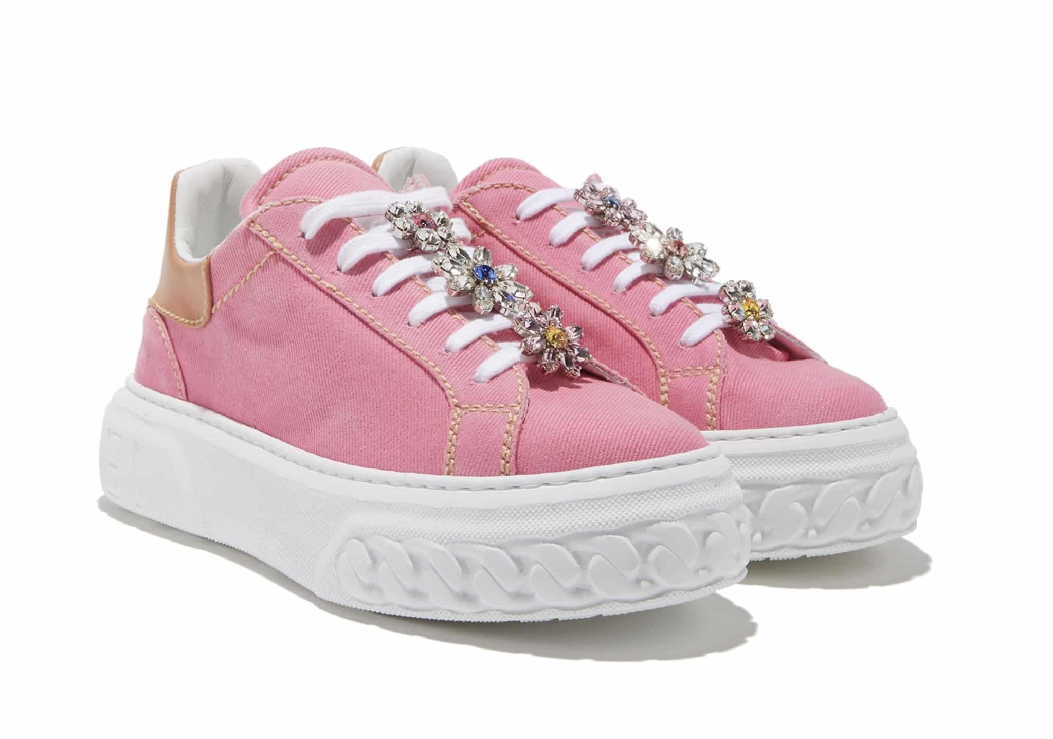 sneakers rosa in tessuto denim per stagione primaverile estiva