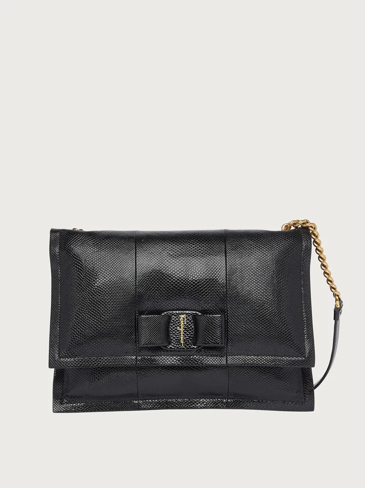 Borse Ferragamo 2022 borsa di colore nera in pelle karung