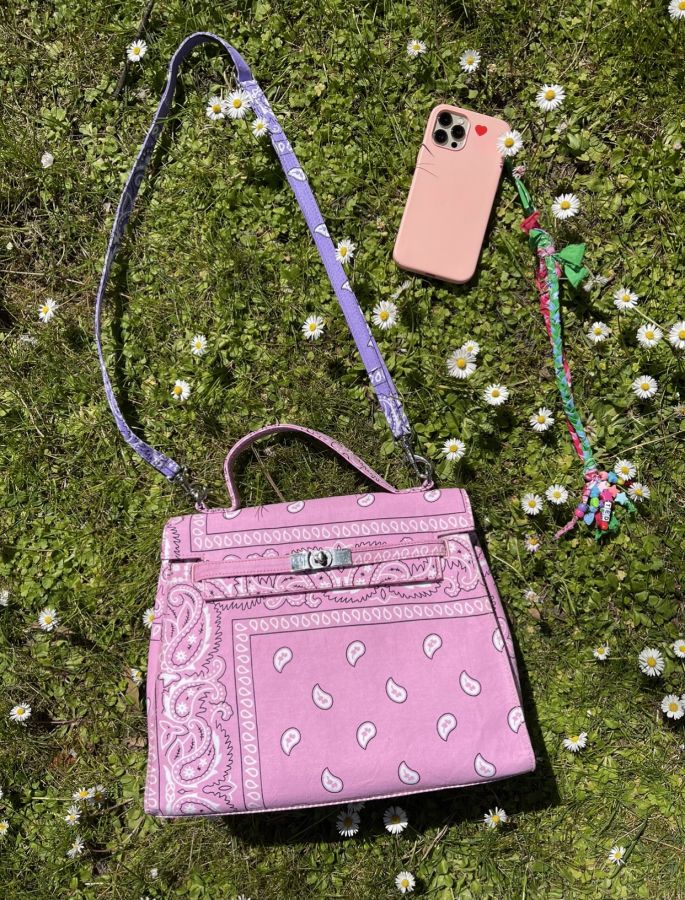 Borsa modello bandana colorata in tessuto moderna e vintage