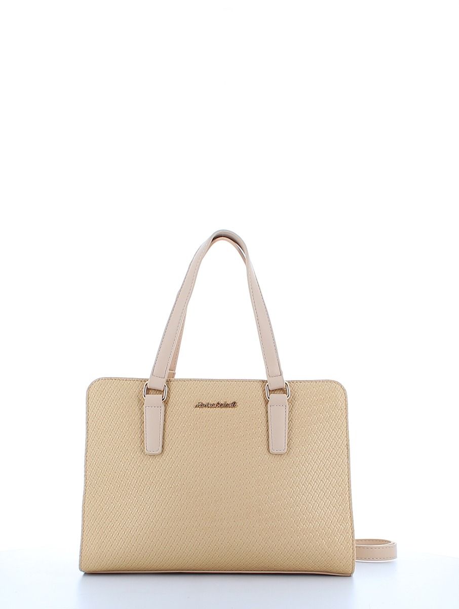 Borsa bauletto linee classiche colore beige con tracolla