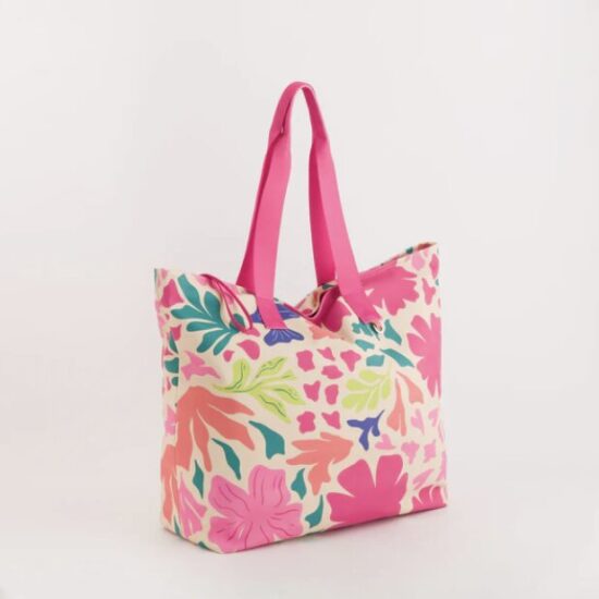 Borsa mare Carpisa fantasia floreale con manici ampi rosa