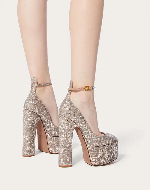 décolleté con cristalli tacco 15 eleganti e plateau