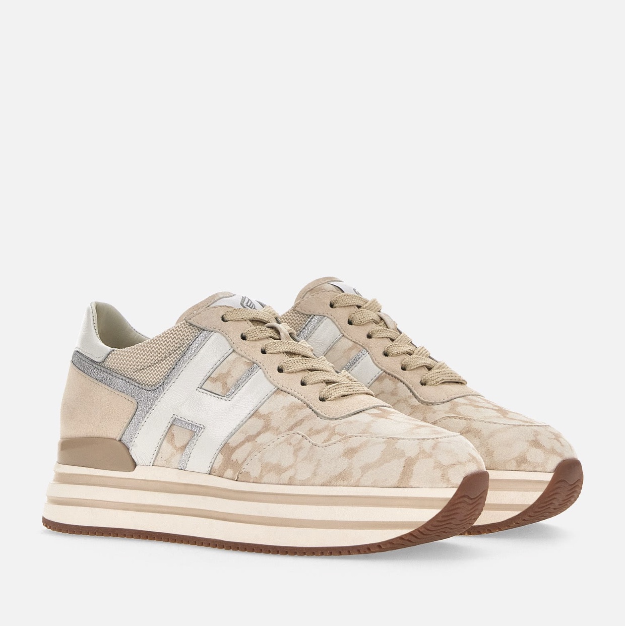 scarpe Hogan con H stilizzata colore rosa argento
