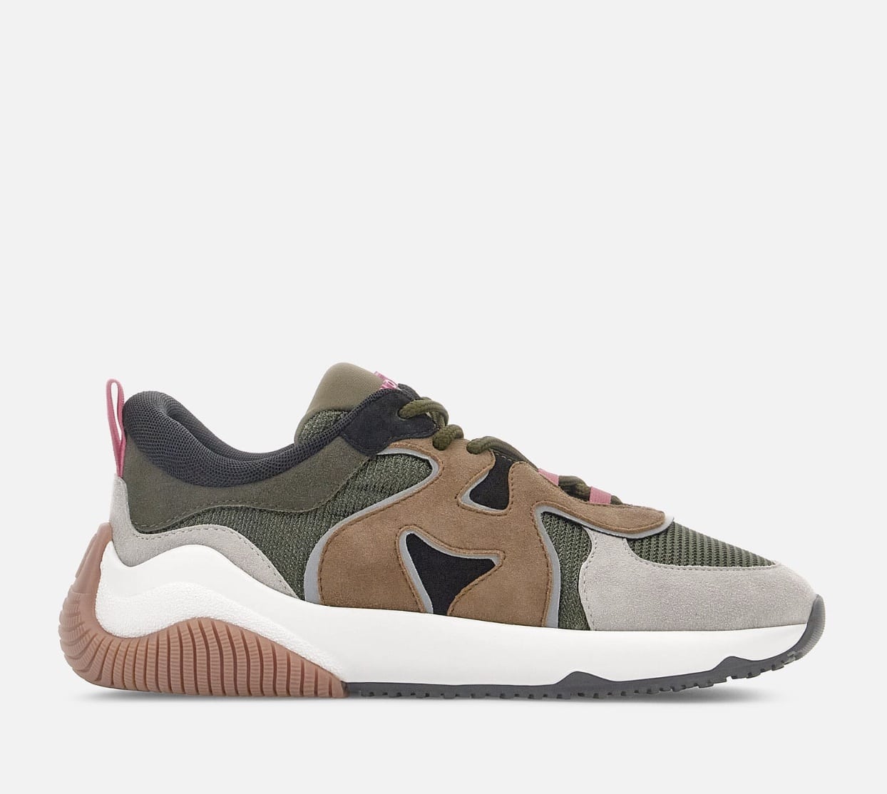 sneakers hogan con h ondulata invernali scamosciate verdi marrone grigio