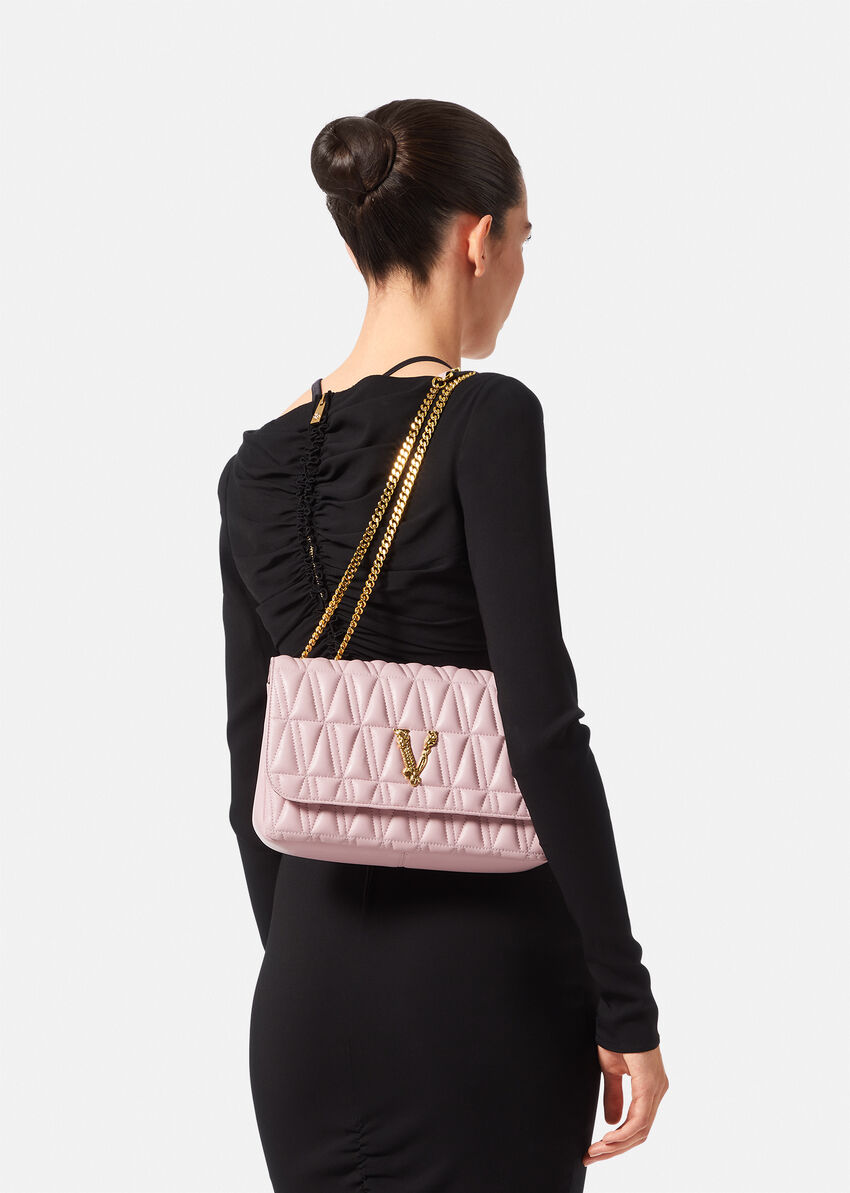 Borsa in pelle trapuntata di colore rosa