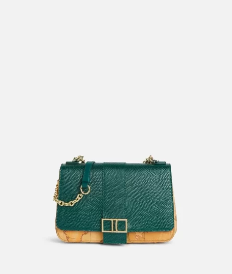 borsa a tracolla di colore verde bottiglia per stagione autunnale