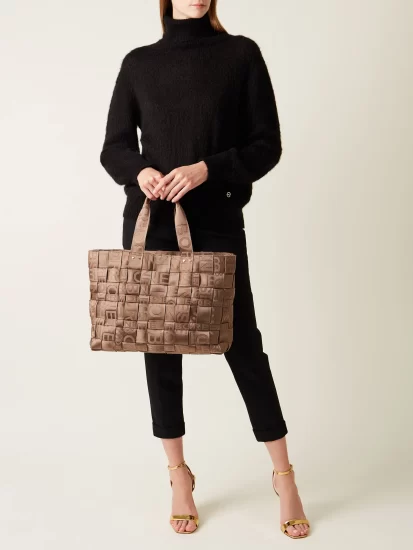 borsa capiente in nylon alla moda elegante di colore autunnale