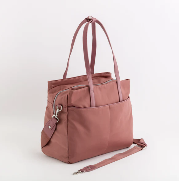 Borsa da lavoro Carpisa a shopper in nylon rosa antico con tracolla