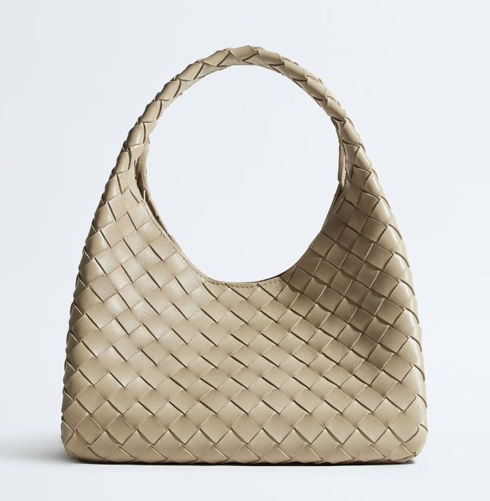 Borsa Bottega Veneta hobo in pelle intrecciato maxi color beige