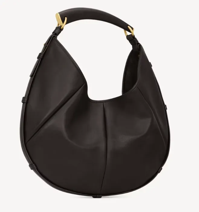 Saint Laurent black smooth leather hobo bag with gold-tone hardware