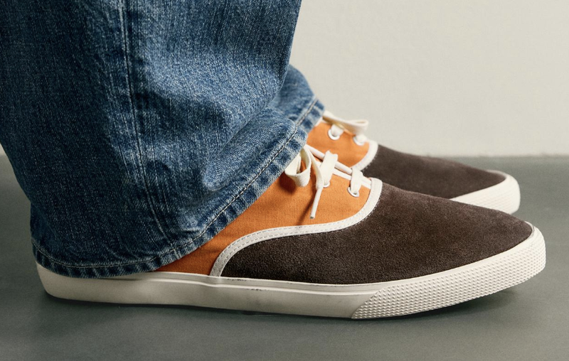 Sneaker in suede marrone e arancio Zara uomo autunno inverno 2026 2027