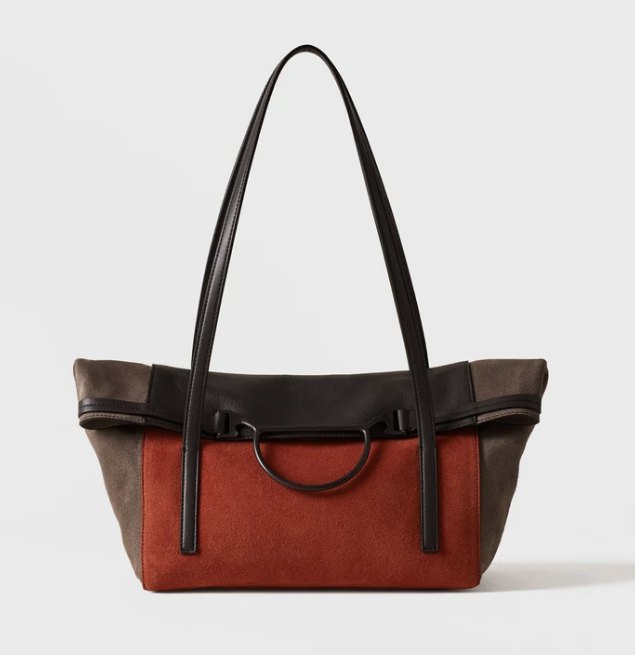Borsa Wave shopping in camoscio bicolore Borbonese autunno inverno 2026 2027
