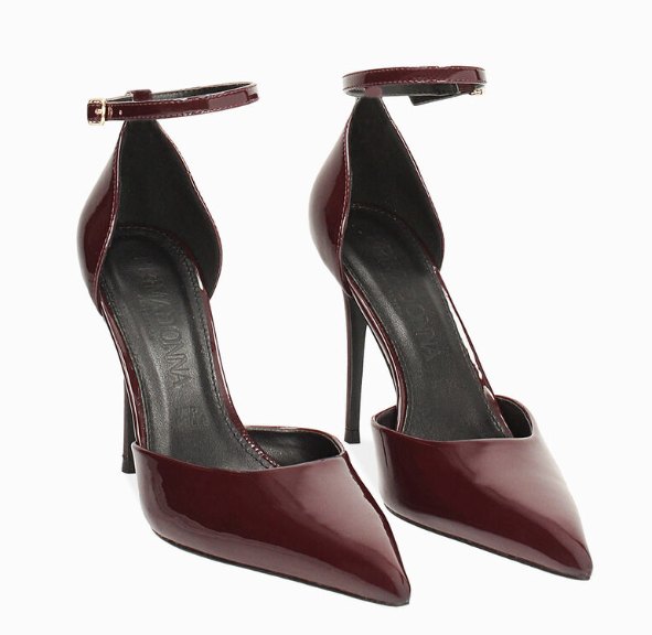 Décolleté Primadonna bordeaux in vernice con cinturino alla caviglia, scarpe eleganti feste 2026