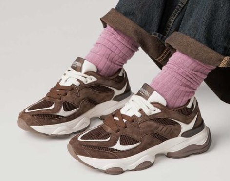 Sneakers Primadonna chunky marroni in tessuto con suola alta in gomma, autunno inverno 2026 2027
